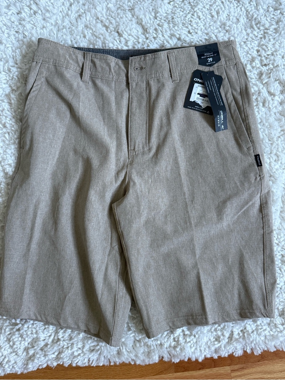 O'Neill Men's Light Brown Flat-Front Shorts